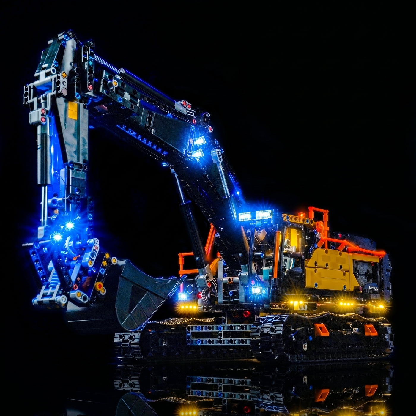 LEGO® Technic Volvo EC500 Hybrid Excavator #42215 — showcase lighting view (display light kit)