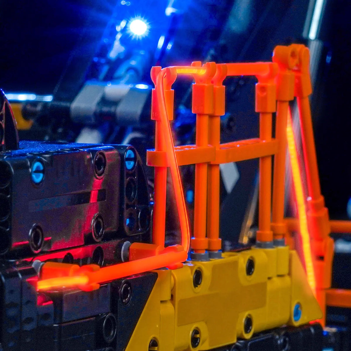 LEGO® Technic Volvo EC500 Hybrid Excavator #42215 before-and-after lighting, with the LED lighting kit