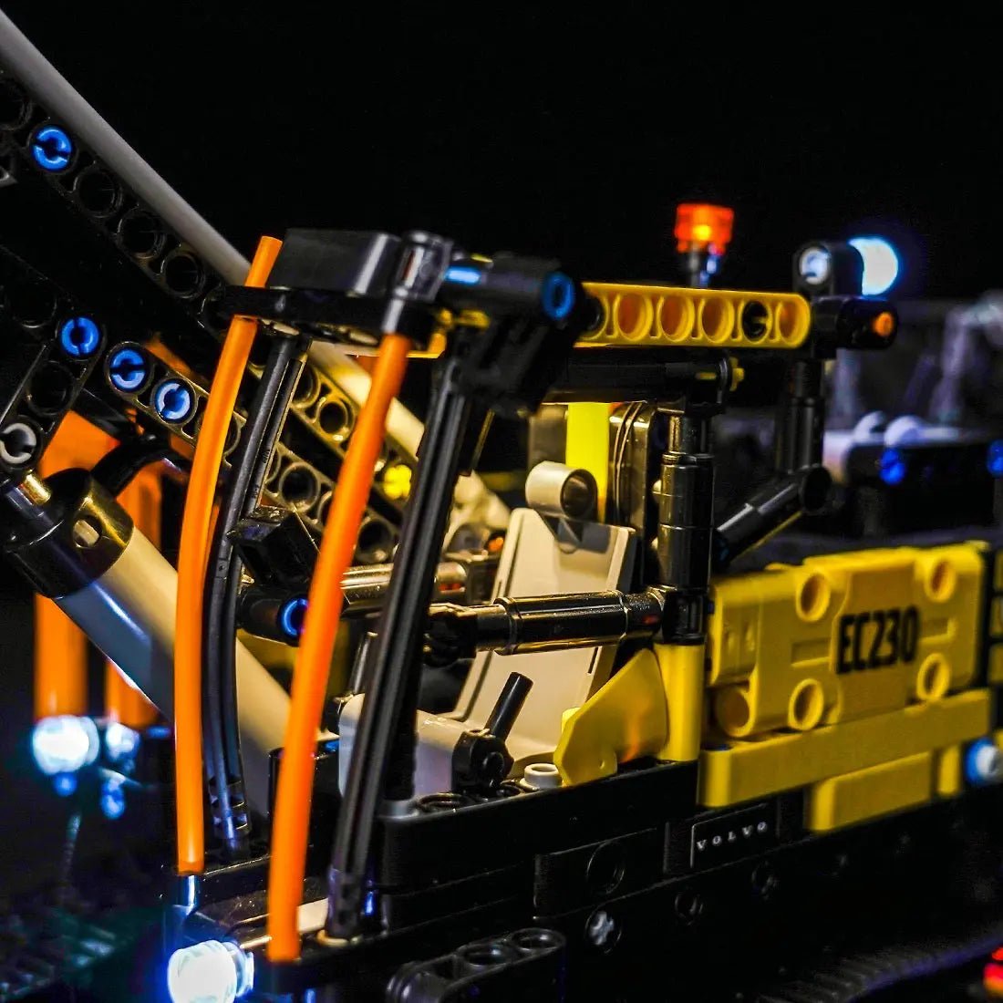 Bright My Bricks display light kit for LEGO® Technic Volvo FMX Truck & EC230 Electric Excavator #42175 — warm LED glow detail