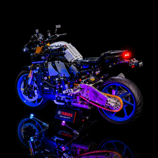 fully illuminated on display: Bright My Bricks LED lighting kit for LEGO® Technic Yamaha MT-10 SP #42159