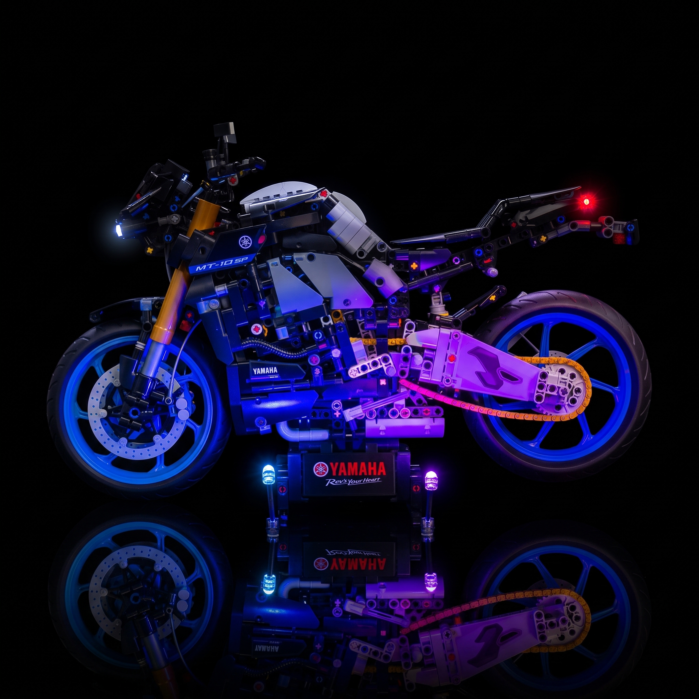 light kit for LEGO® Technic Yamaha MT-10 SP #42159, warm LED glow detail