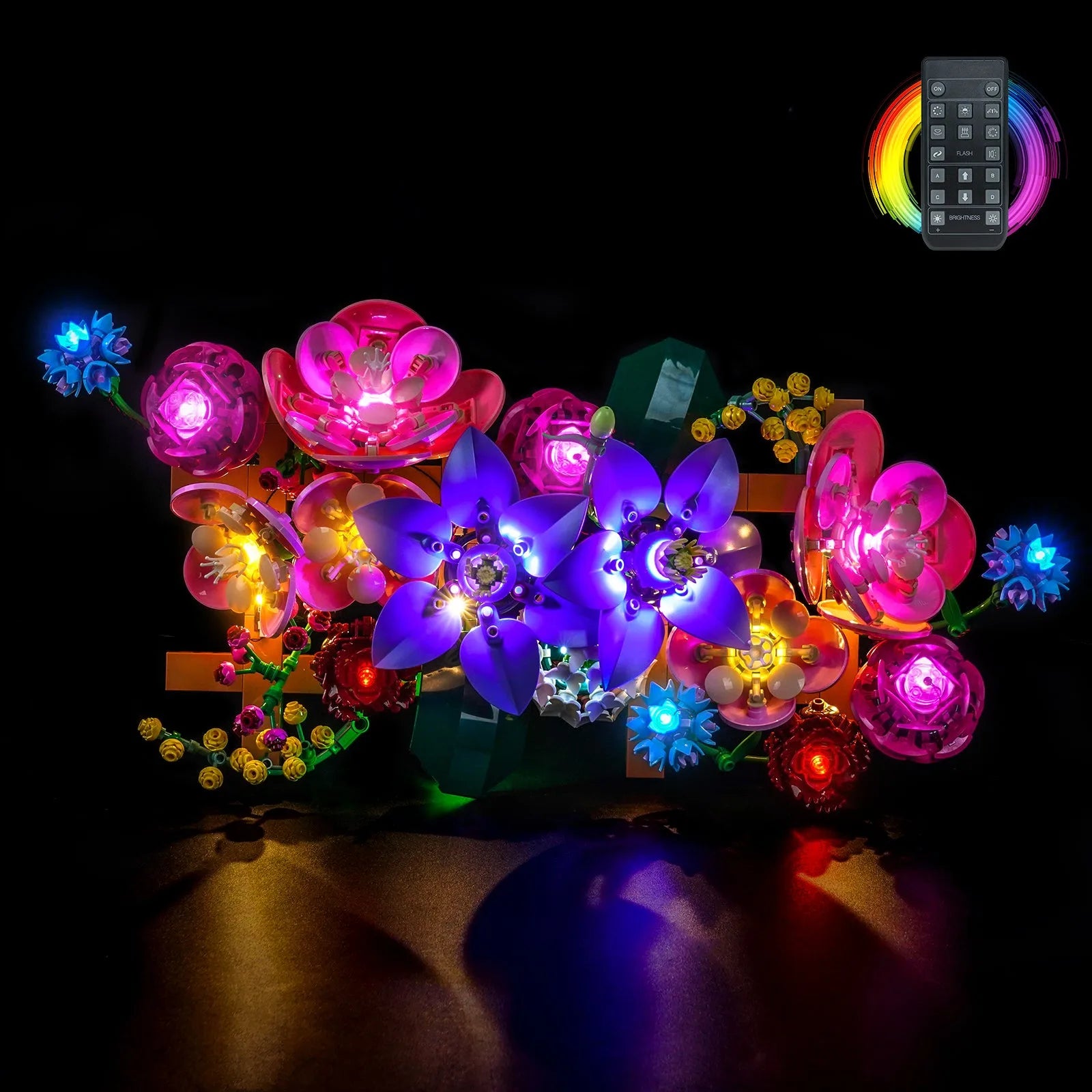 LEGO The Botanical Collection Flower Wall #11503 with LED lights installed