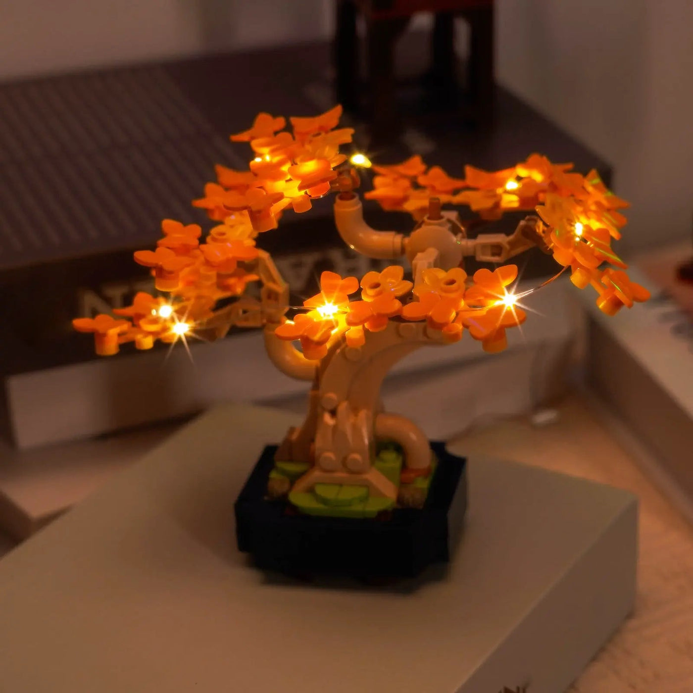 light kit for LEGO® The Botanical Collection Mini Bonsai Trees #10373, front view fully lit