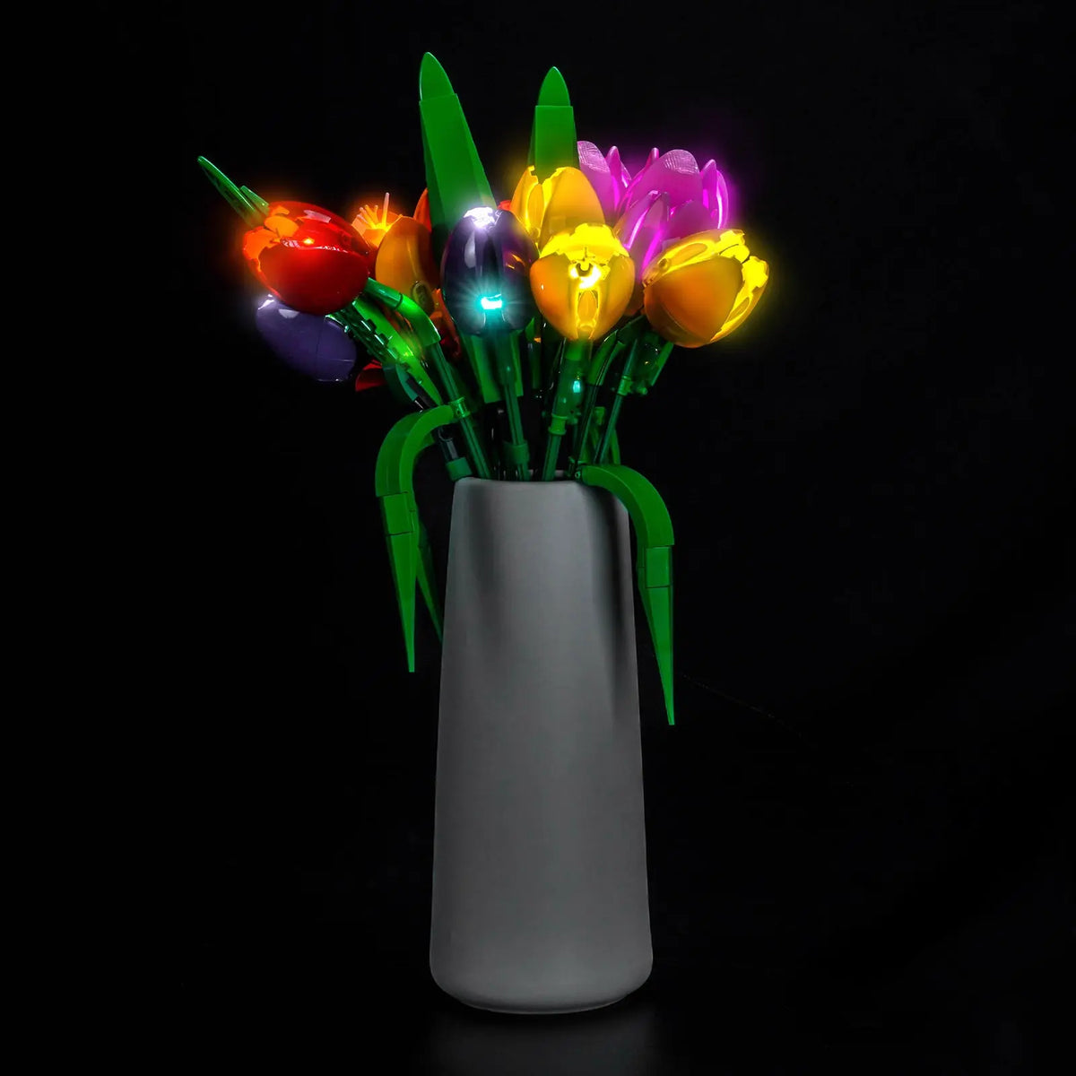 custom LED lighting for LEGO® The Botanical Collection Tulip Bouquet #11501, brightened interior detail