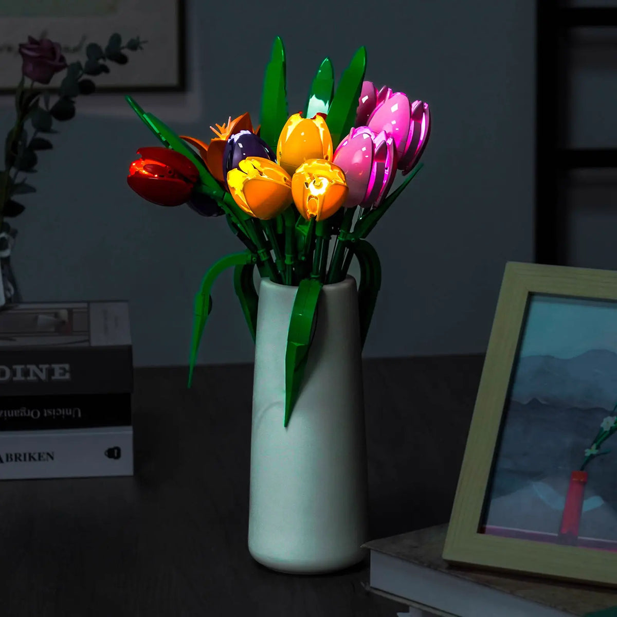 Bright My Bricks LED lighting kit for LEGO® The Botanical Collection Tulip Bouquet #11501 — lighting effect on the build