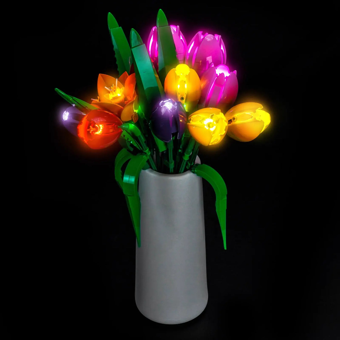 RGB LED light kit for LEGO® The Botanical Collection Tulip Bouquet #11501, lighting effect on the build