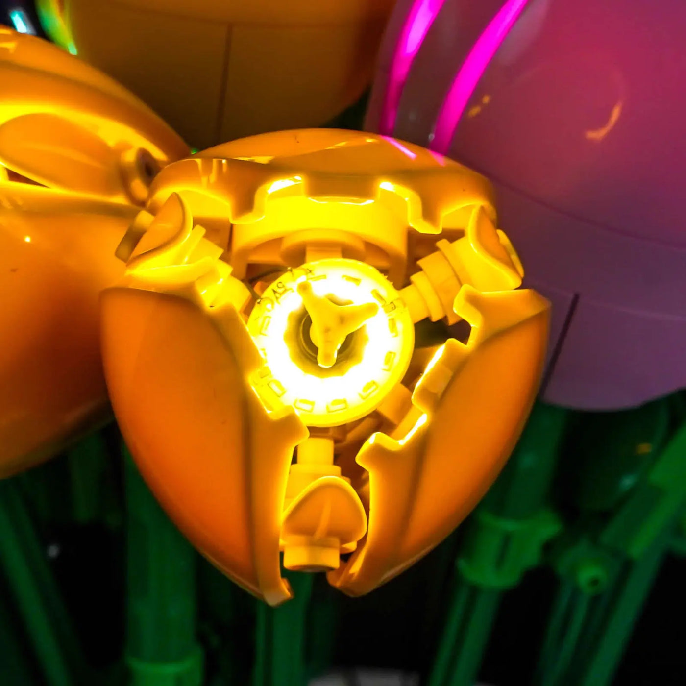 USB-powered LED light kit for LEGO® The Botanical Collection Tulip Bouquet #11501, display lighting in a dark room