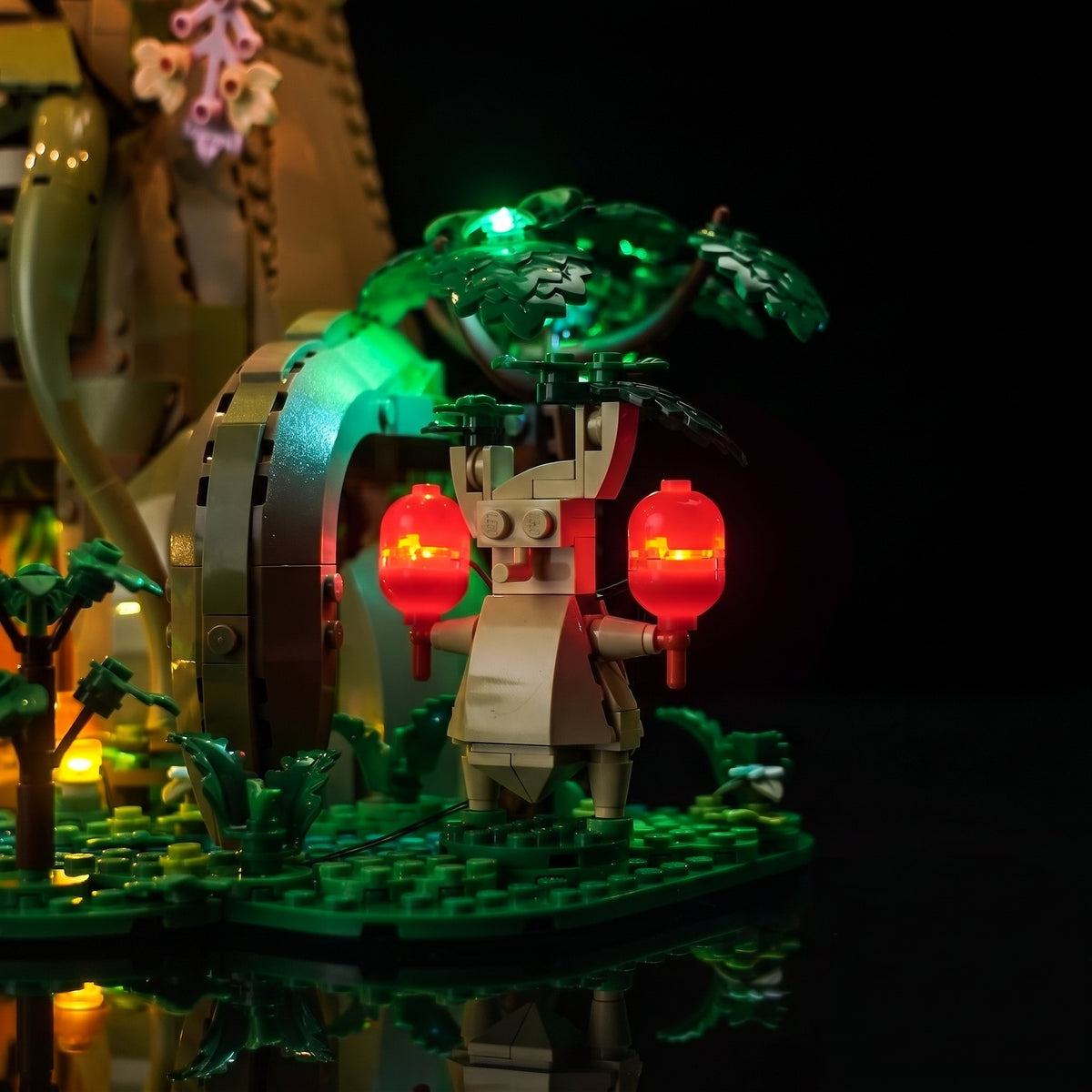 illuminated at night: Bright My Bricks LED light kit for LEGO® The Legend of Zelda Great Deku Tree 2-in-1 #77092