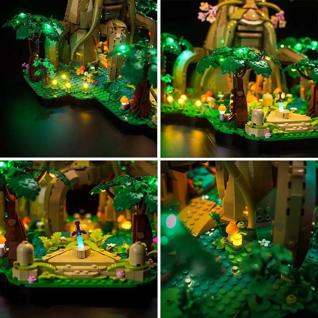 LEGO® The Legend of Zelda Great Deku Tree 2-in-1 #77092 — showcase lighting view (LED light kit)