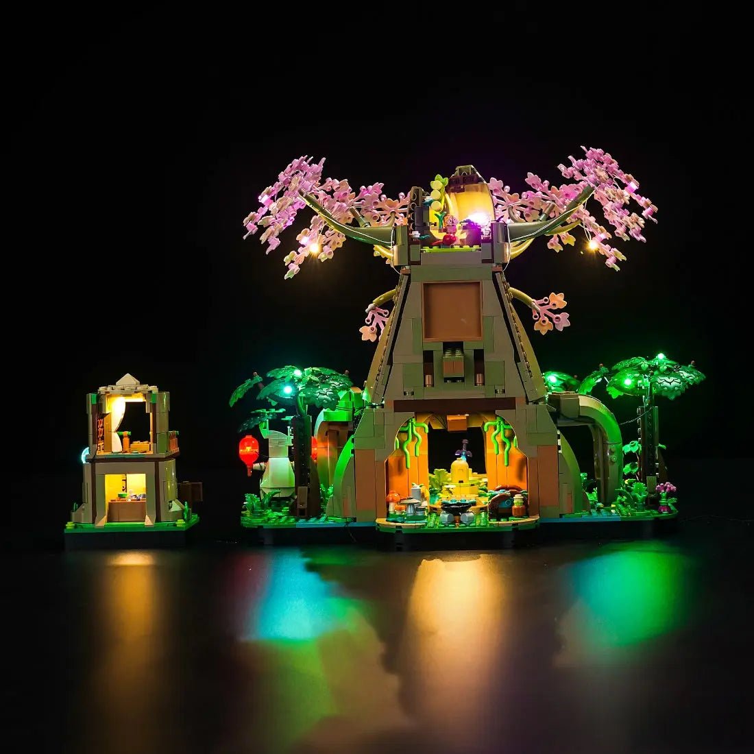 Close-up of LED lights on LEGO The Legend of Zelda Great Deku Tree 2-in-1 Pink #77092