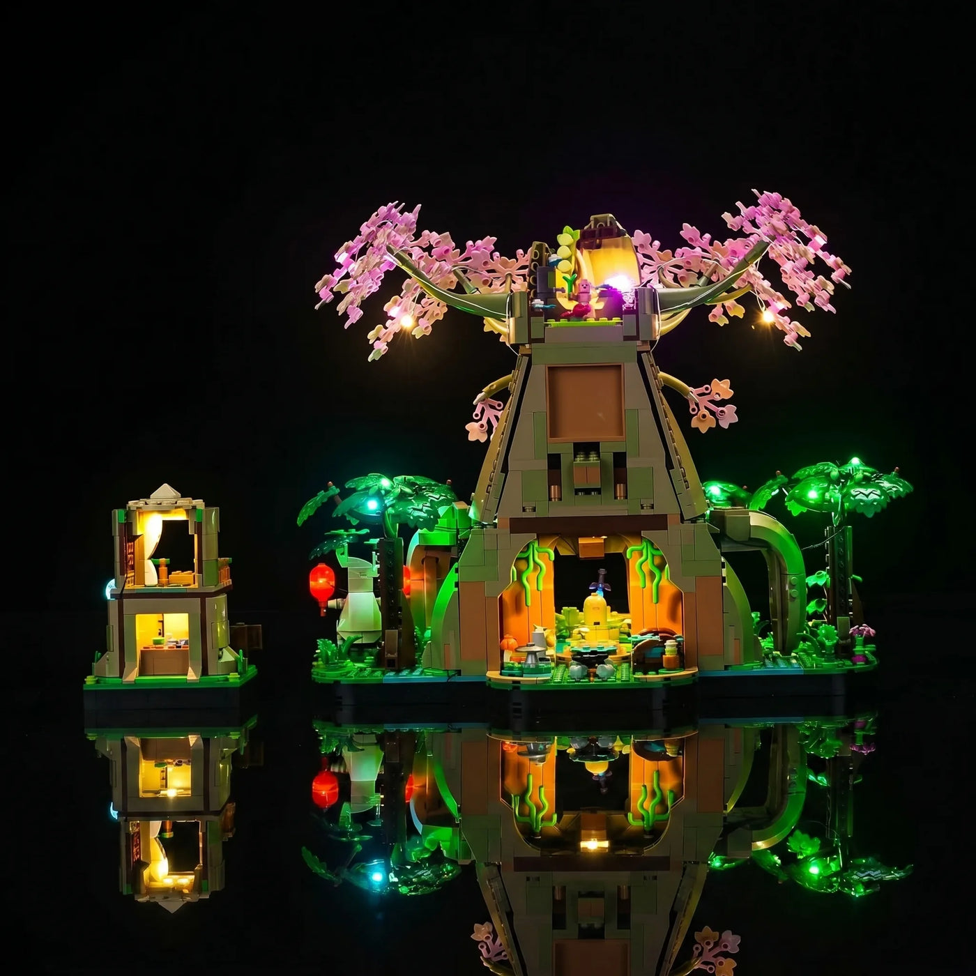 showcase lighting view: Bright My Bricks light kit for LEGO® The Legend of Zelda Great Deku Tree 2-in-1 #77092