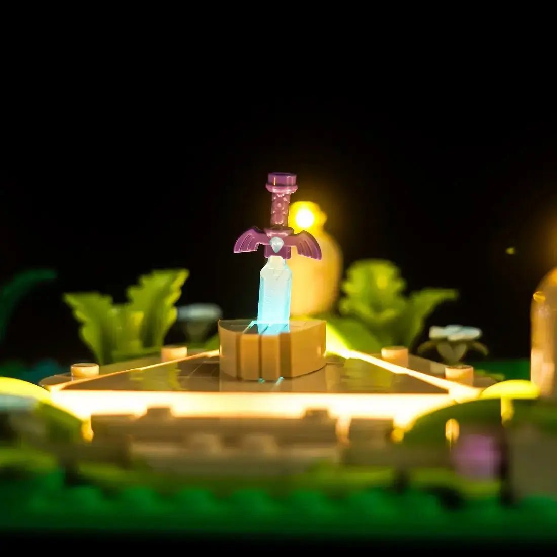 Bright My Bricks LED lights for LEGO® The Legend of Zelda Great Deku Tree #77092 — illuminated at night