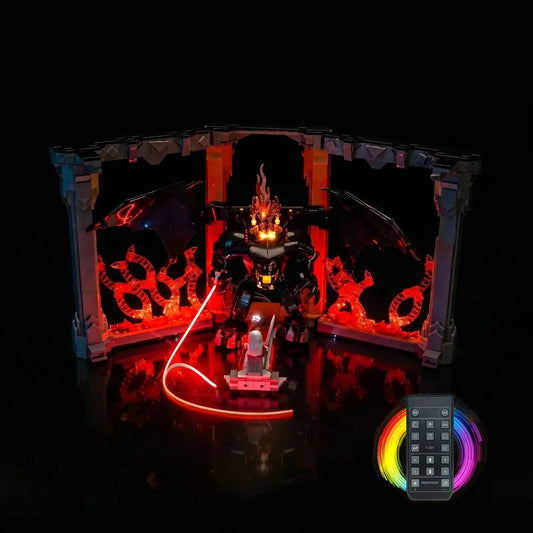 Bright My Bricks light kit for LEGO® The Lord of the Rings: Balrog Book Nook #10367 — LED kit powered on