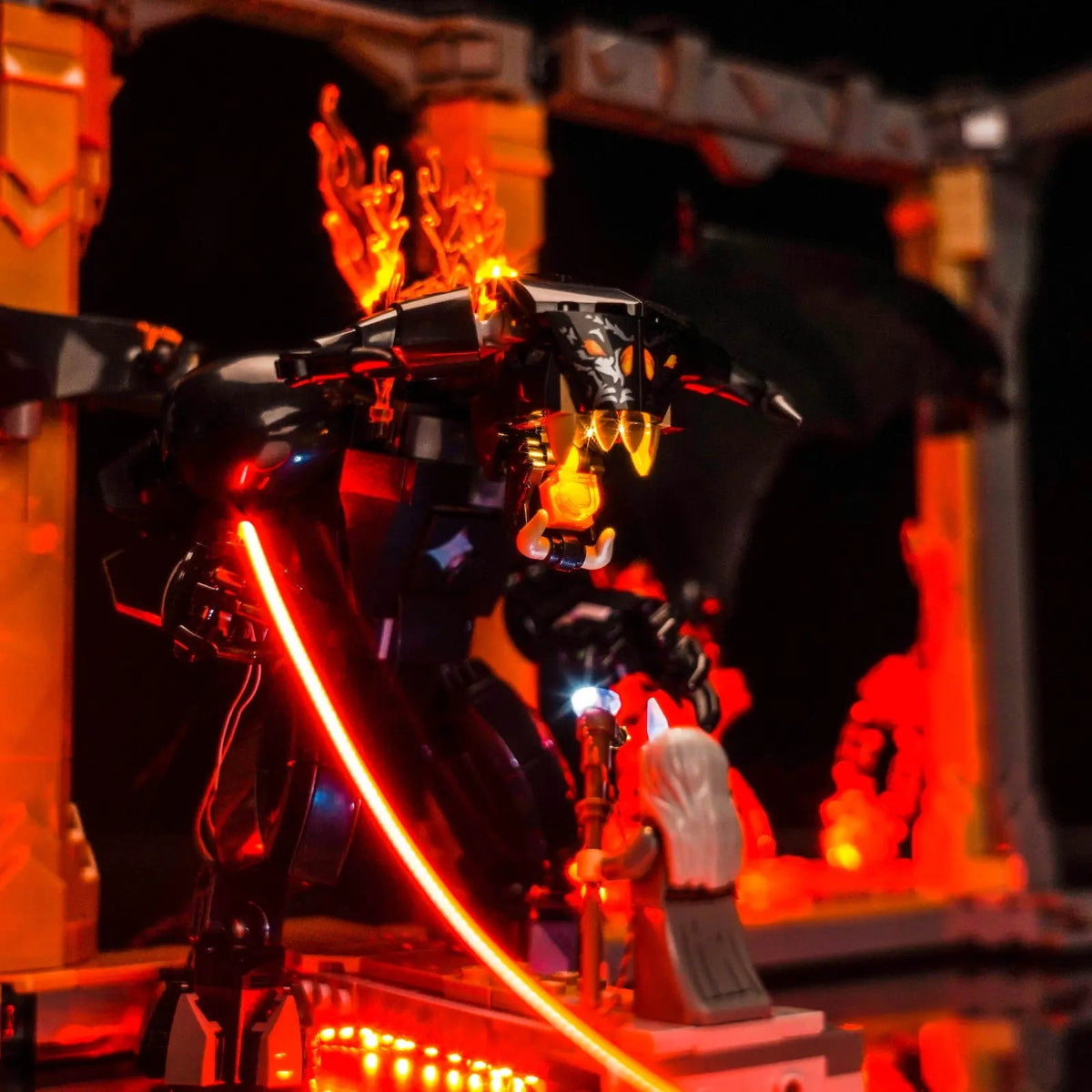 LEGO® The Lord of the Rings: Balrog Book Nook #10367 — display lighting in a dark room (premium LED light kit)
