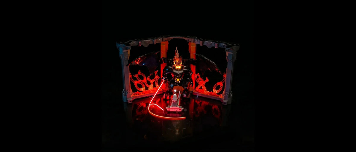 Light Kit for LEGO® The Lord of the Rings: Balrog™ Book Nook #10367 — lit with the LED light kit