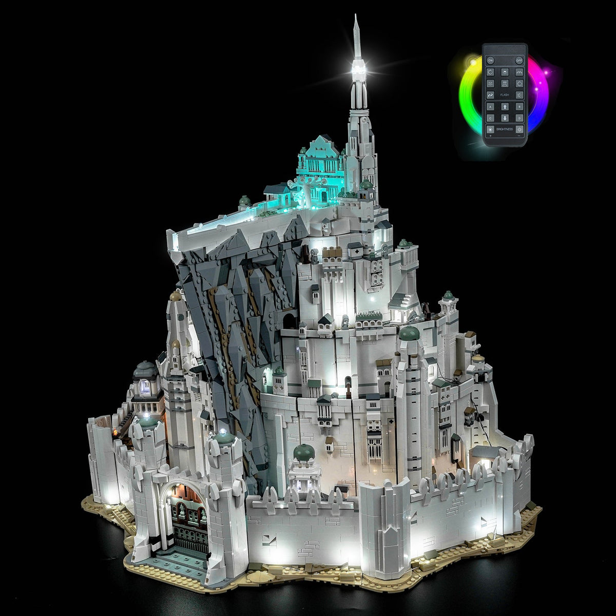 Bright My Bricks light kit for LEGO® The Lord of the Rings: Minas Tirith #11377 — close-up of the LED lighting detail