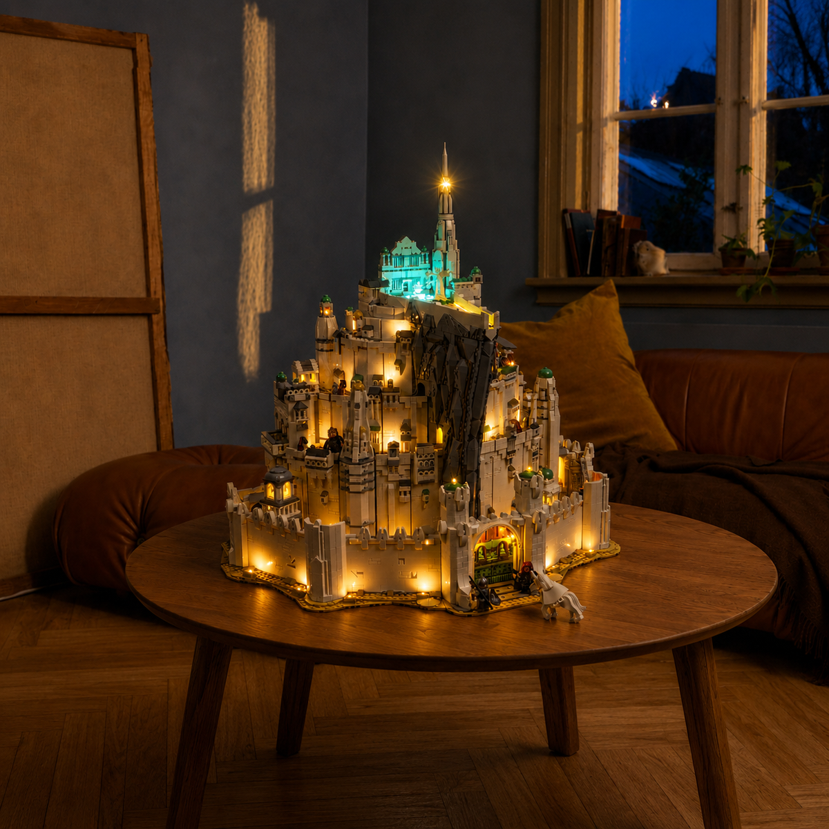 Bright My Bricks LED light kit for LEGO® The Lord of the Rings: Minas Tirith #11377 — warm LED glow detail