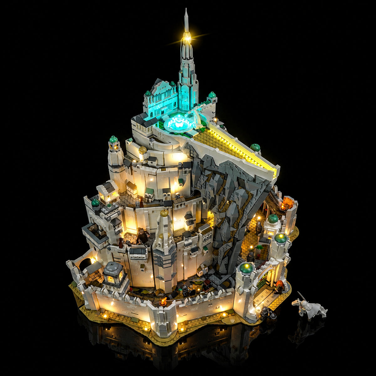 Bright My Bricks premium LED light kit for LEGO® The Lord of the Rings: Minas Tirith #11377 — lighting effect on the build