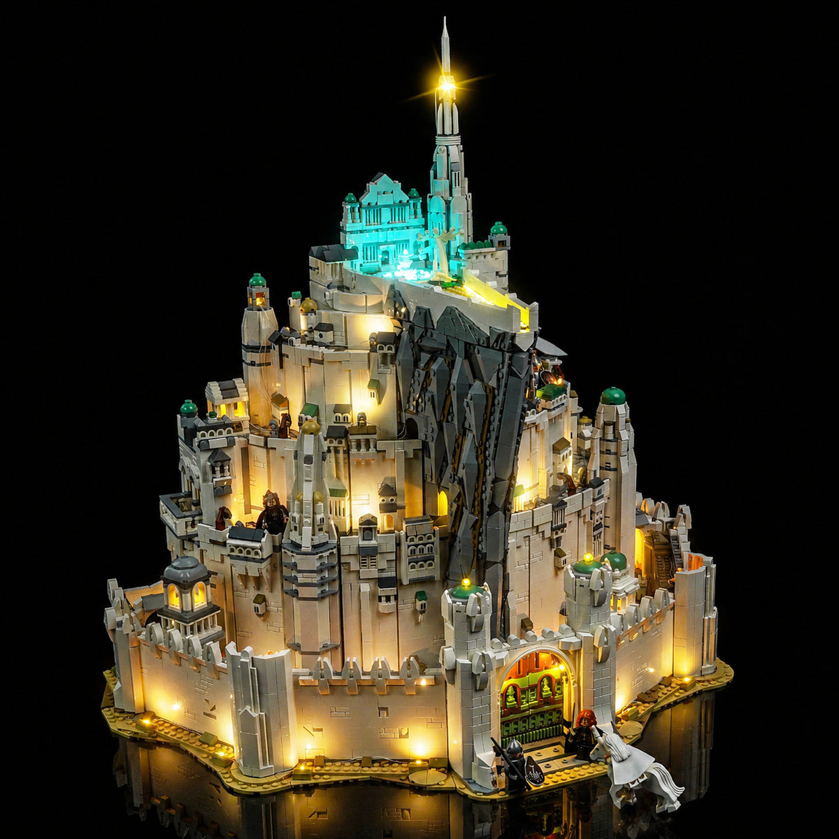 close-up of the LED lighting detail: Bright My Bricks LED lights for LEGO® The Lord of the Rings: Minas Tirith #11377
