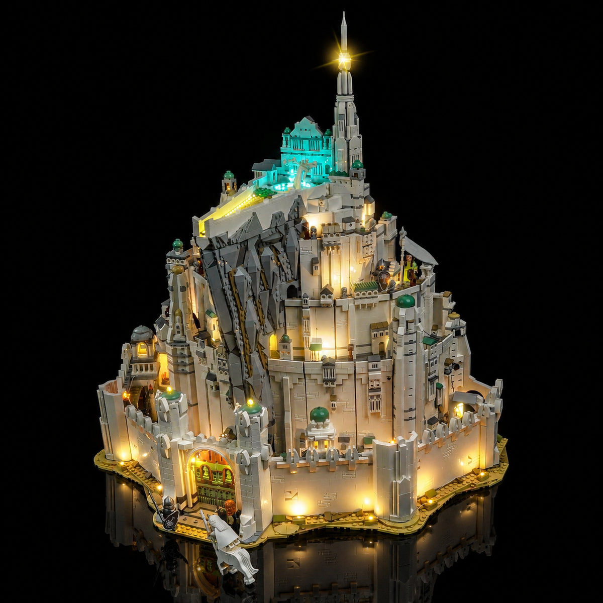 brightened interior detail: Bright My Bricks RGB LED light kit for LEGO® The Lord of the Rings: Minas Tirith #11377