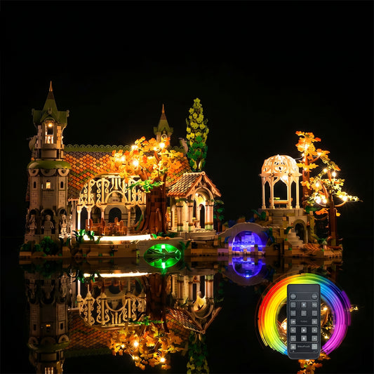 LEGO® The Lord Of The Rings: Rivendell #10316 — fully illuminated on display (LED lights)