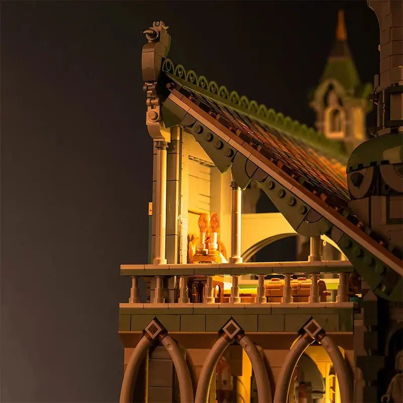 light kit for LEGO® The Lord Of The Rings: Rivendell #10316, illuminated at night