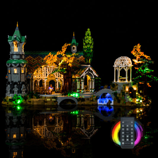 LEGO® The Lord Of The Rings: Rivendell #10316 — fully illuminated on display (LED lights)