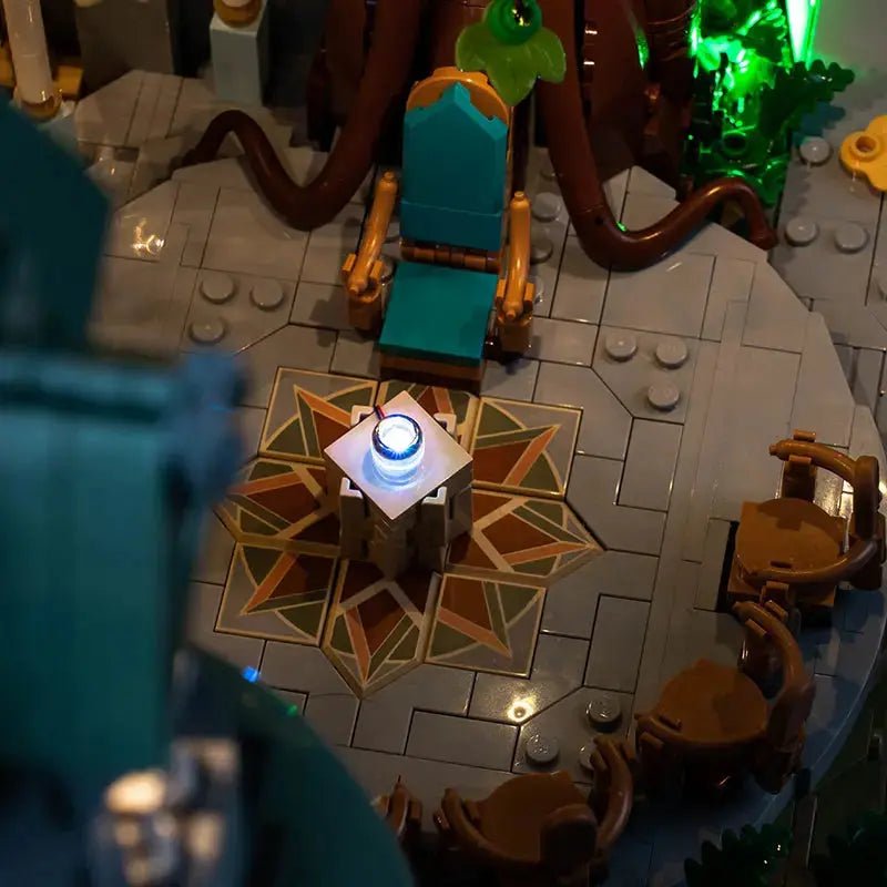 light kit for LEGO® The Lord Of The Rings: Rivendell #10316, illuminated at night