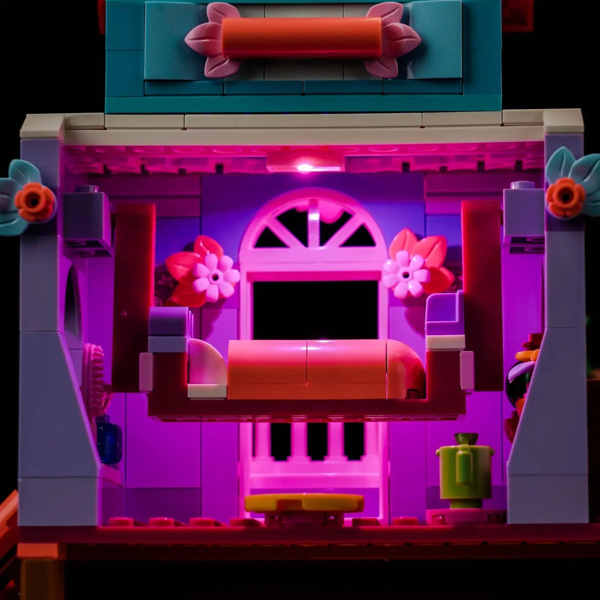 Bright My Bricks LED lighting kit for LEGO® The Magical Madrigal House #43245 — before-and-after lighting