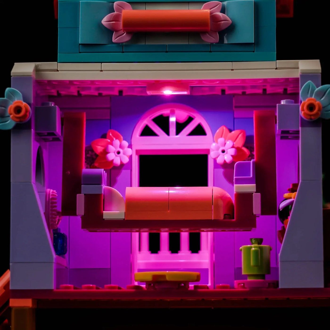 Bright My Bricks LED lighting kit for LEGO® The Magical Madrigal House #43245 — before-and-after lighting