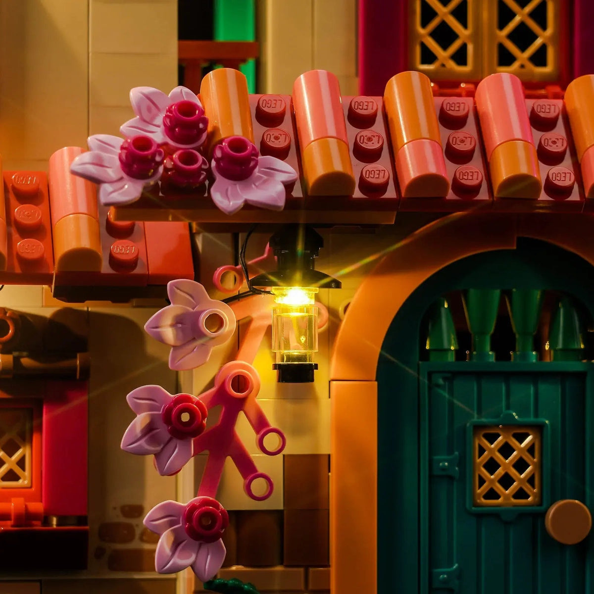 lighting effect on the build: Bright My Bricks RGB LED light kit for LEGO® The Magical Madrigal House #43245