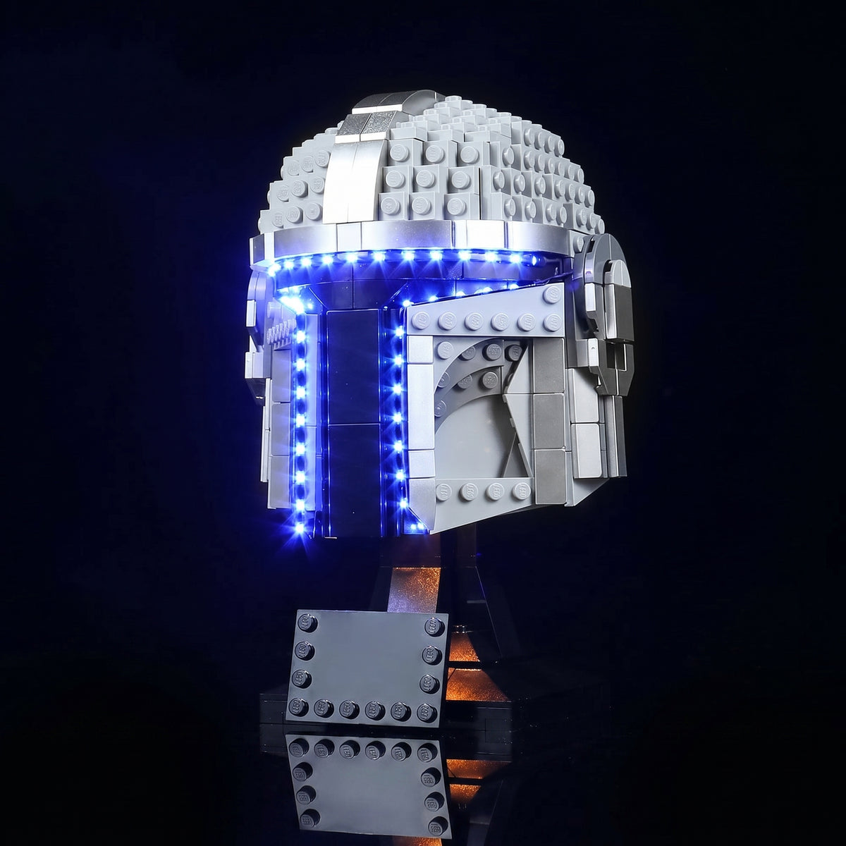 Bright My Bricks LED lighting kit for LEGO® The Mandalorian Helmet #75328 — close-up of the LED lighting detail