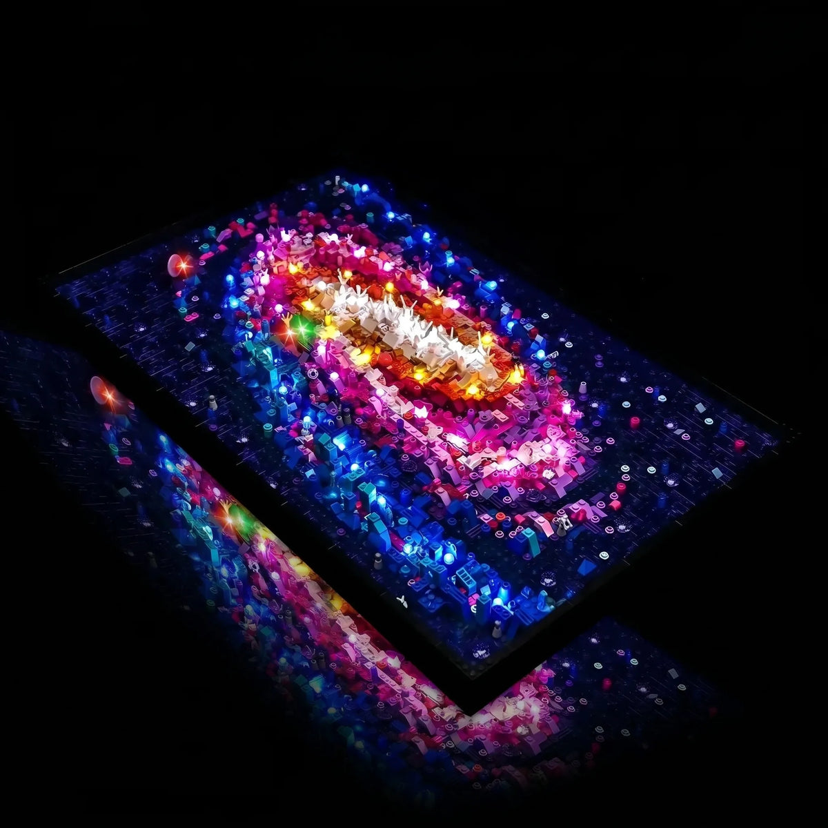 Bright My Bricks premium LED light kit for LEGO® The Milky Way Galaxy #31212 — installed and glowing