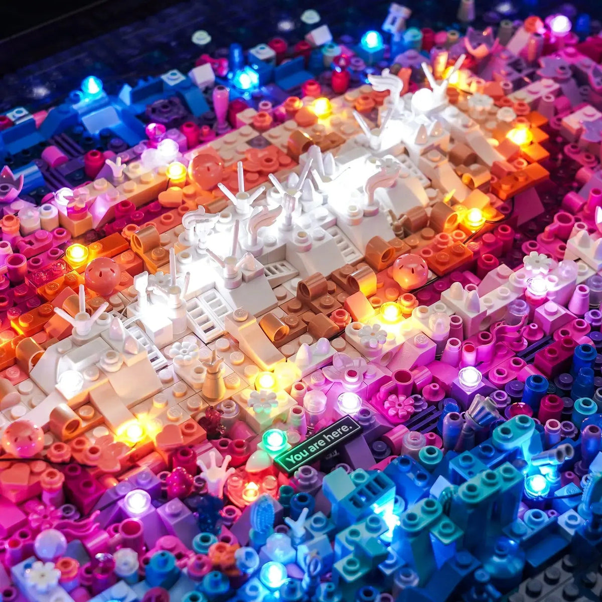 LEGO® The Milky Way Galaxy #31212 lighting effect on the build, with the RGB LED light kit