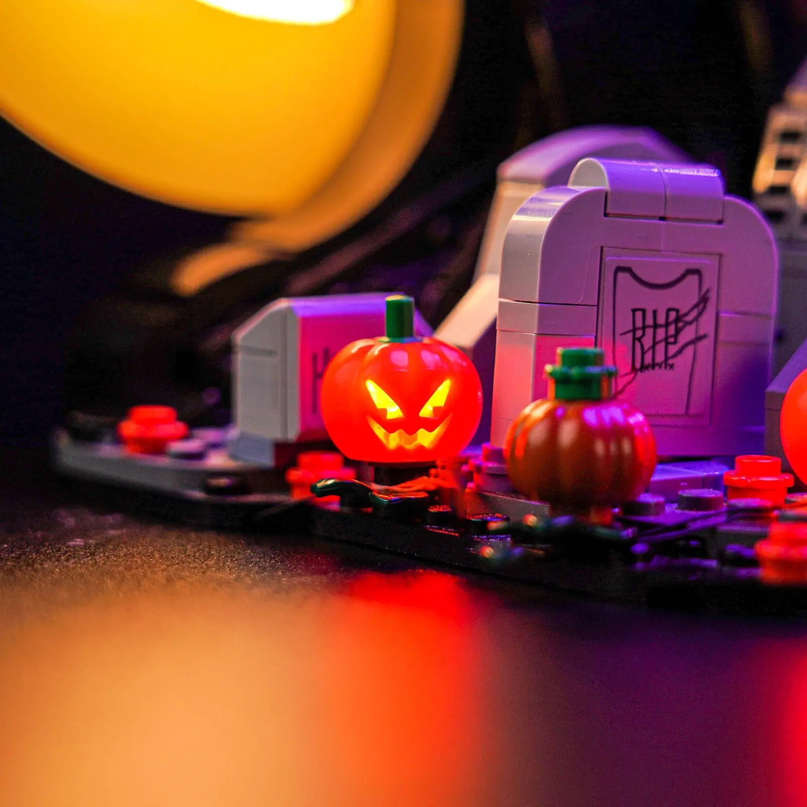 LEGO The Nightmare Before Christmas #21351 lit up - front angle