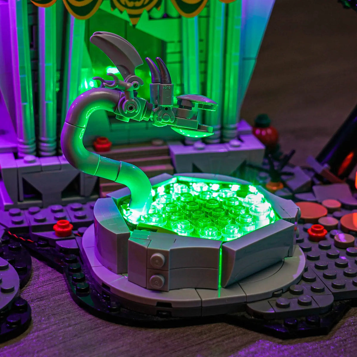 display light kit for LEGO® The Nightmare Before Christmas #21351, side angle with lights on