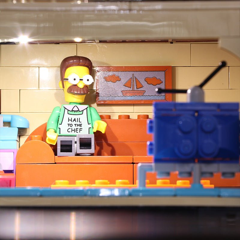 Close-up of LED lights on LEGO The Simpsons House #71006