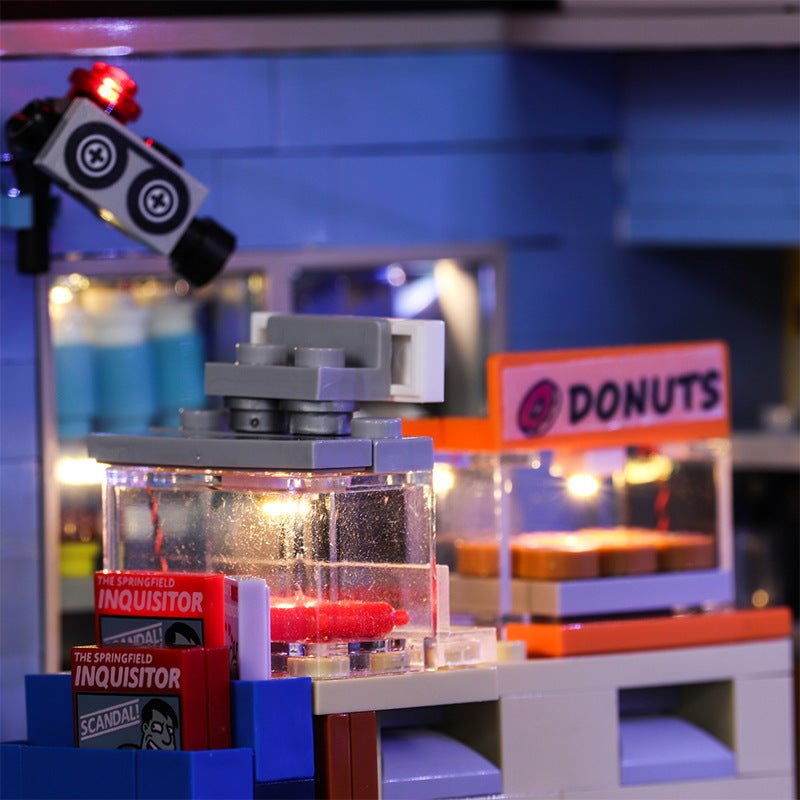LEGO® The Simpsons The Kwik-E-Mart #71016 — display lighting in a dark room (custom LED lighting)