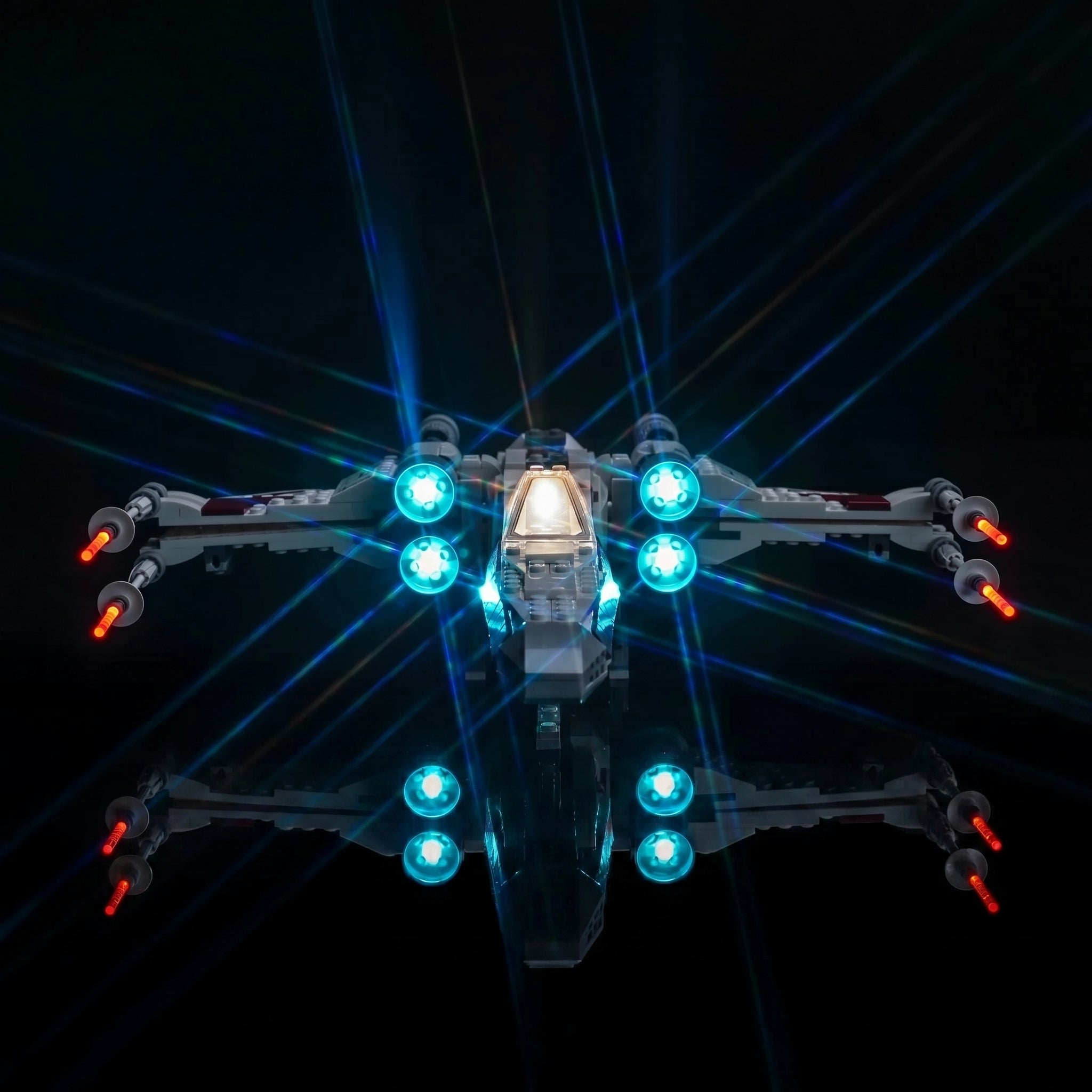 LEGO® TIE Fighter & X-Wing Mash-up #75393 — warm LED glow detail (light kit)