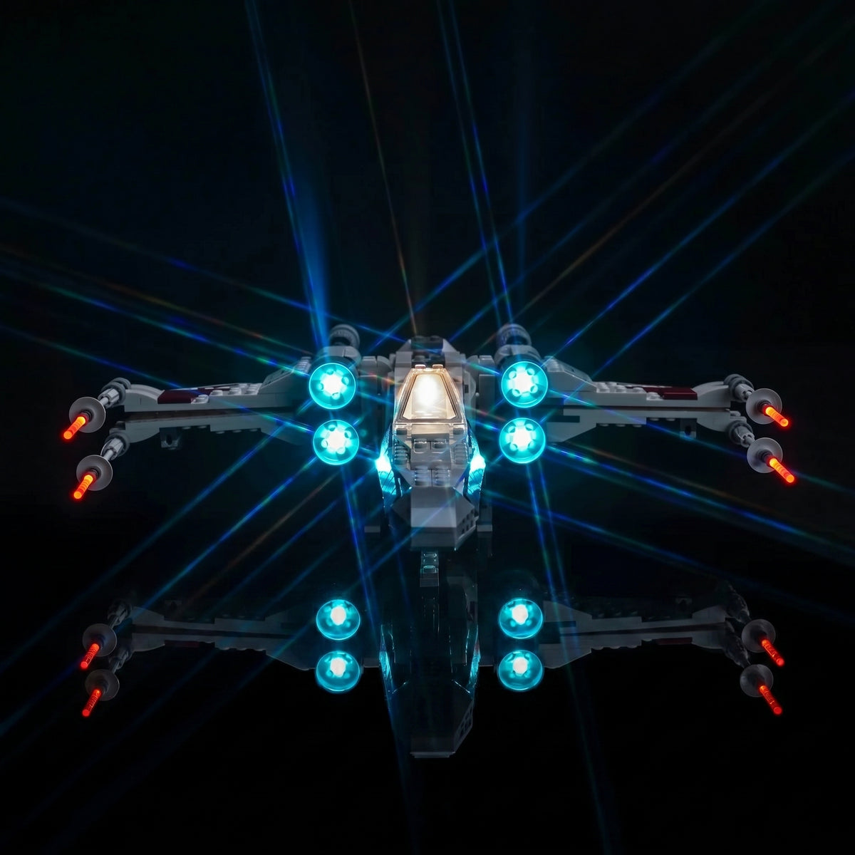 LEGO® TIE Fighter & X-Wing Mash-up #75393 — warm LED glow detail (light kit)