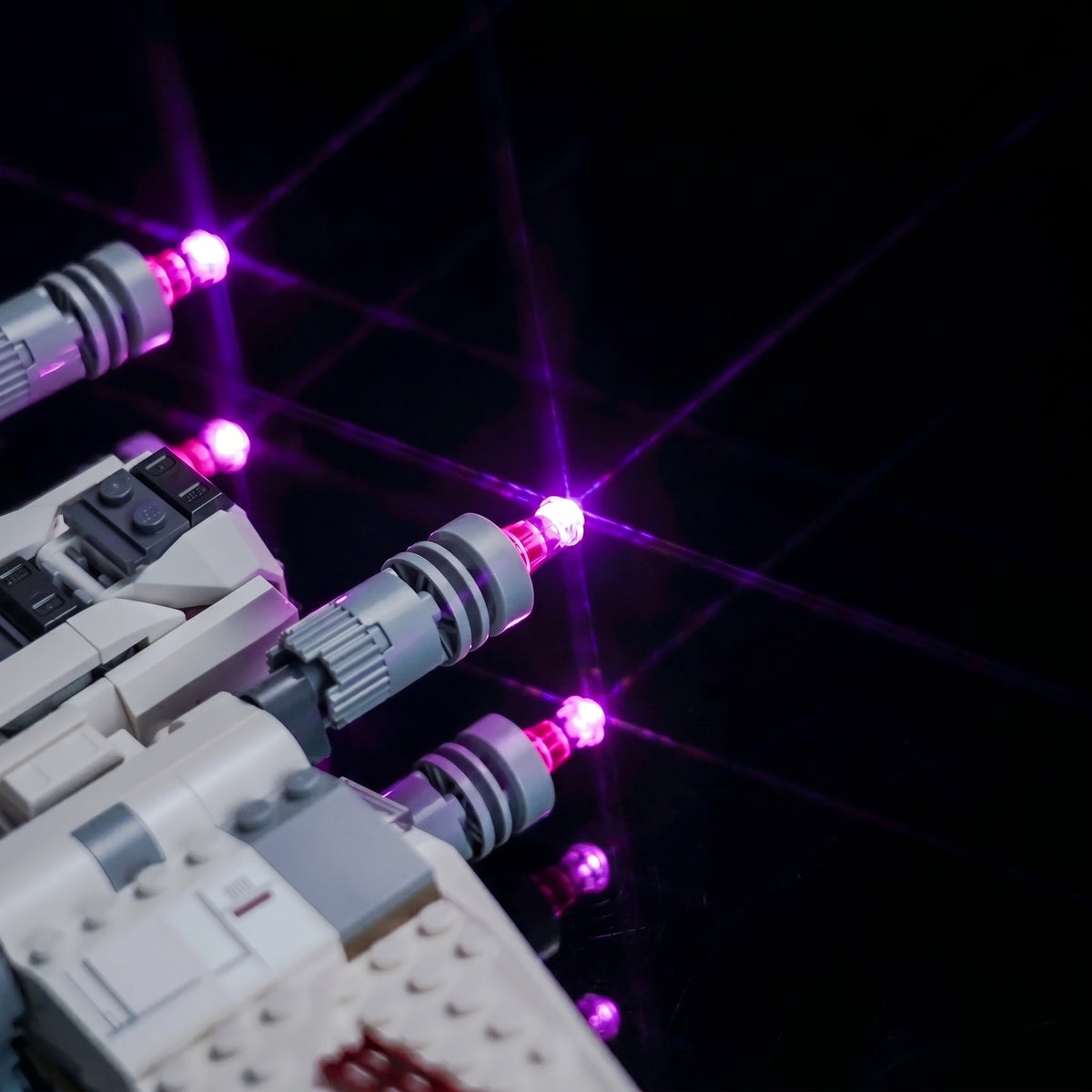 Bright My Bricks RGB LED light kit for LEGO® TIE Fighter & X-Wing Mash-up #75393 — LED kit powered on