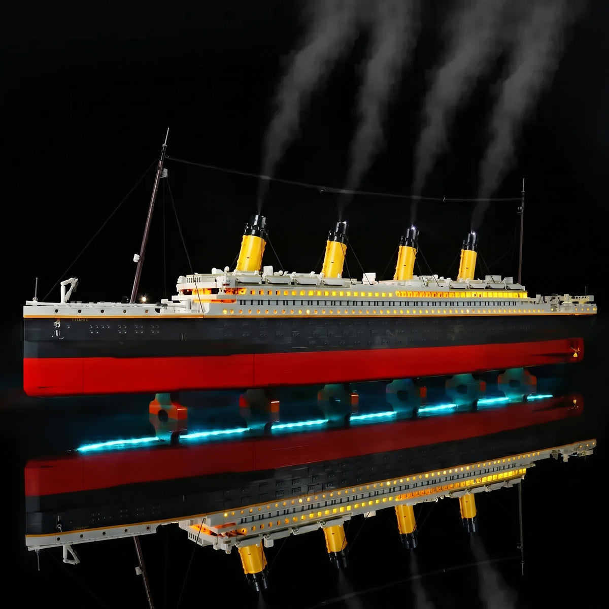 close-up of the LED lighting detail: Bright My Bricks premium LED light kit for LEGO® Titanic #10294