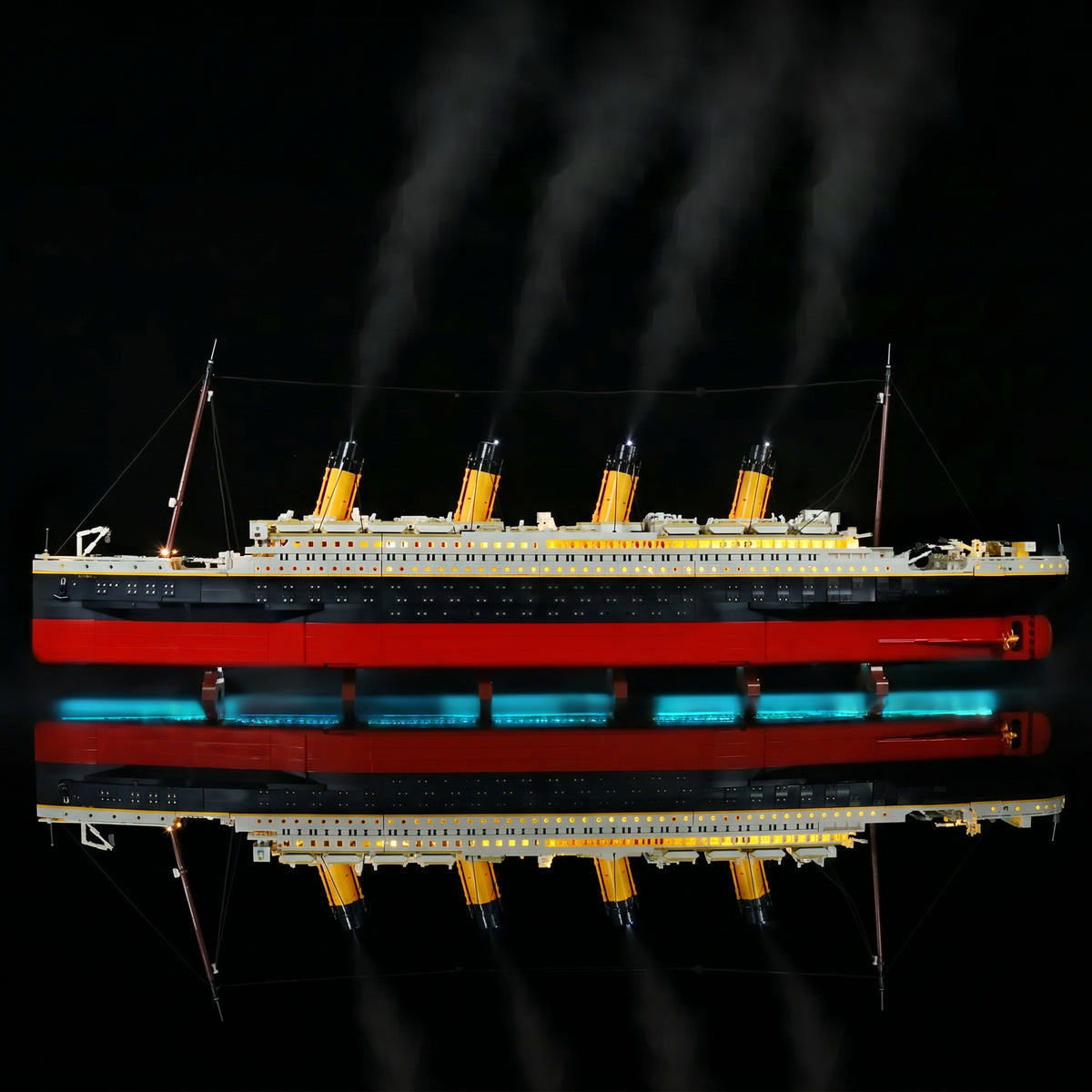 Bright My Bricks LED lighting kit for LEGO® Titanic #10294 — before-and-after lighting