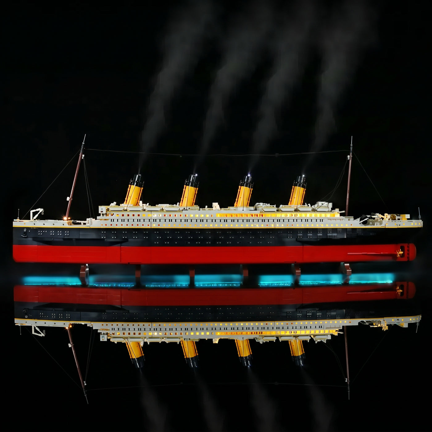 Bright My Bricks LED lighting kit for LEGO® Titanic #10294 — before-and-after lighting