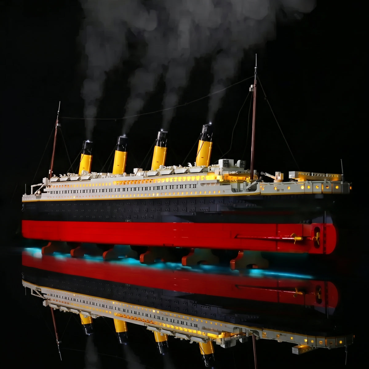 illuminated at night: Bright My Bricks RGB LED light kit for LEGO® Titanic #10294