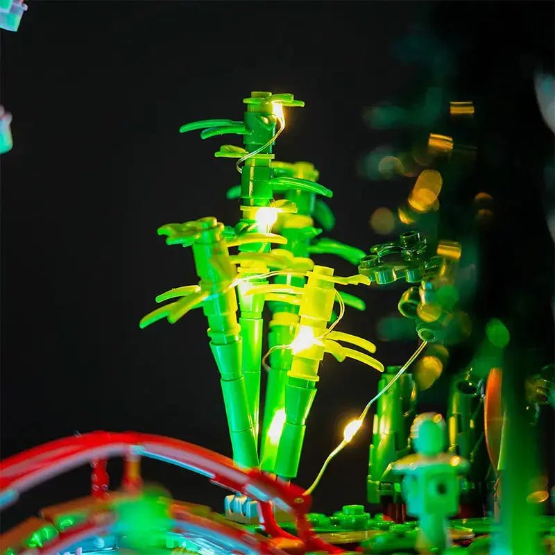 LEGO® Tranquil Garden #10315 showcase lighting view, with the light kit