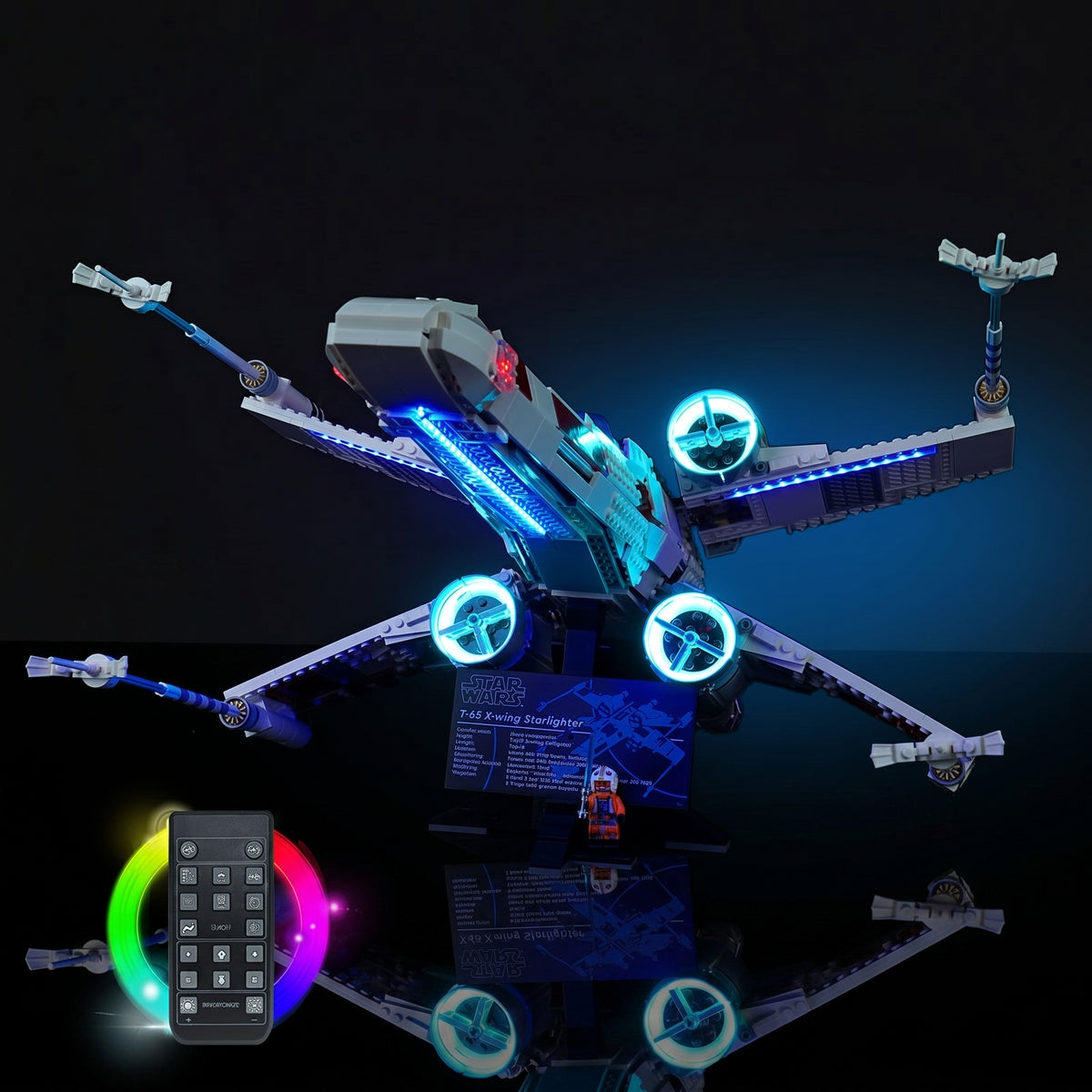 Bright My Bricks light kit for LEGO® UCS X-Wing Starfighter #75355 — LED strips and bricks detail