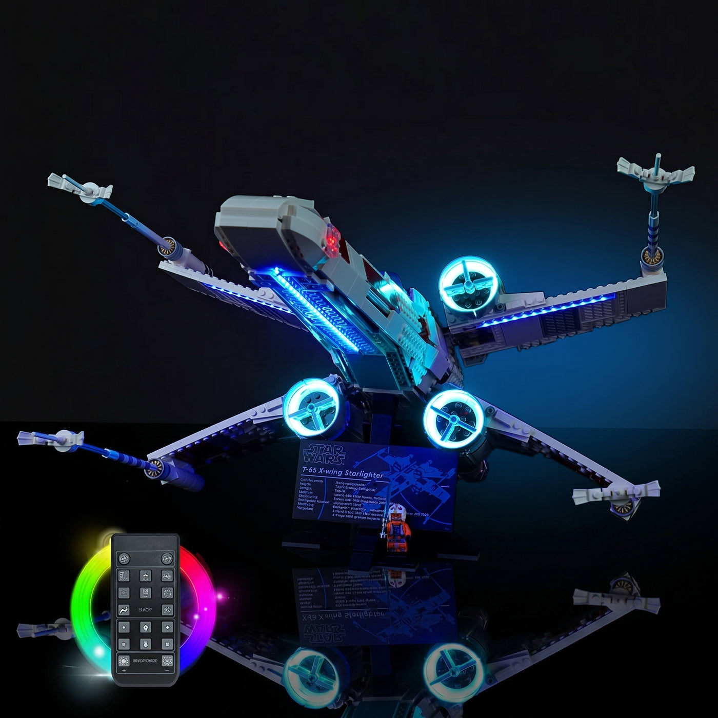 Bright My Bricks light kit for LEGO® UCS X-Wing Starfighter #75355 — LED strips and bricks detail