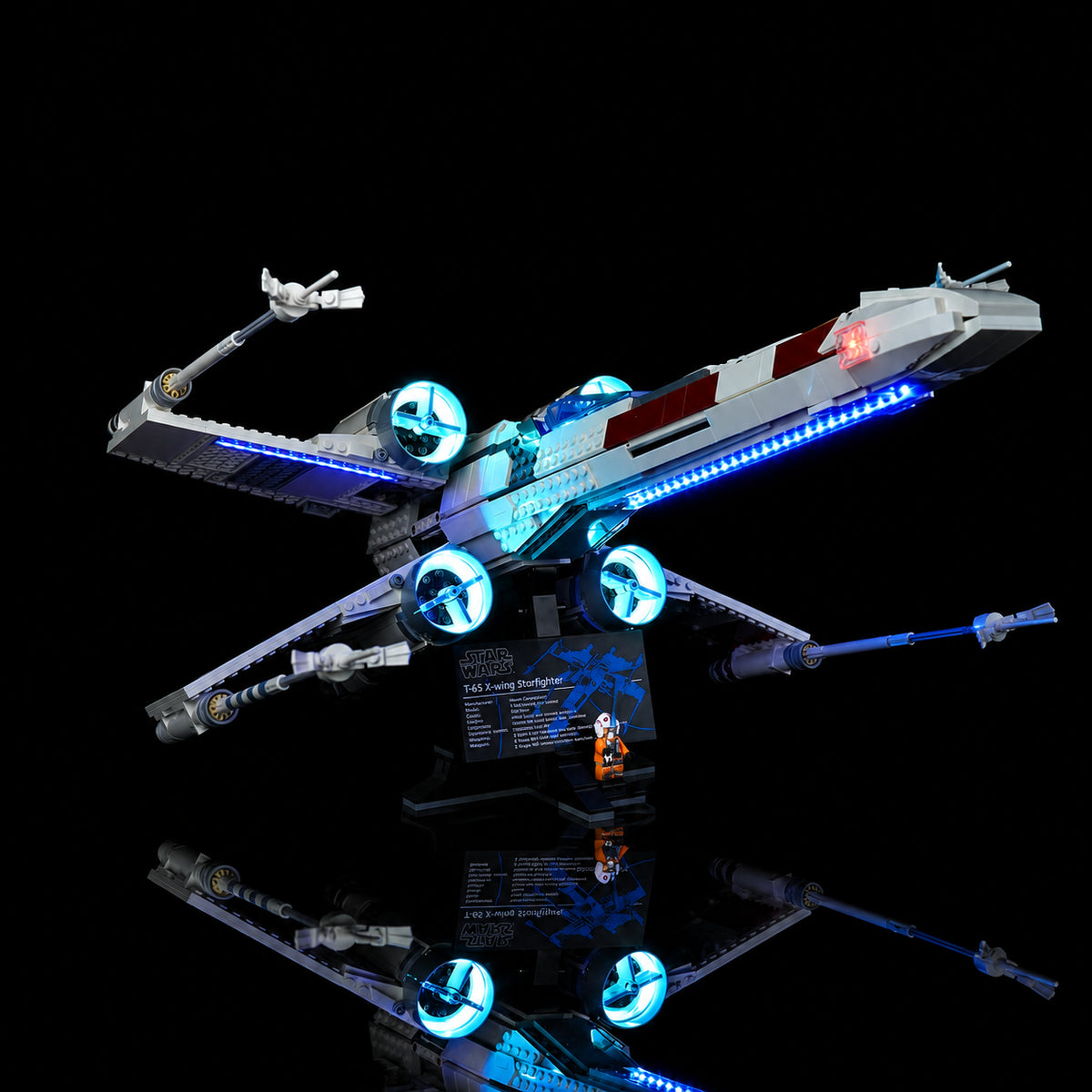 custom LED lighting for LEGO® UCS X-Wing Starfighter #75355, night-mode display glow
