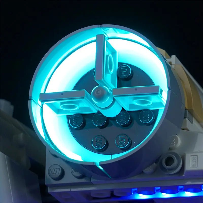 LED lights for LEGO® UCS X-Wing Starfighter #75355, side angle with lights on